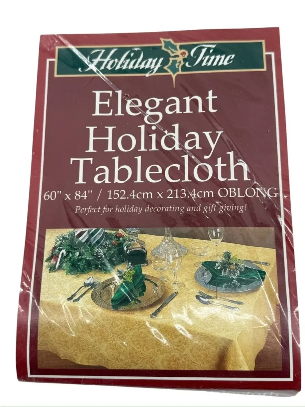 Holiday Time Elegant Gold Tablecloth 60